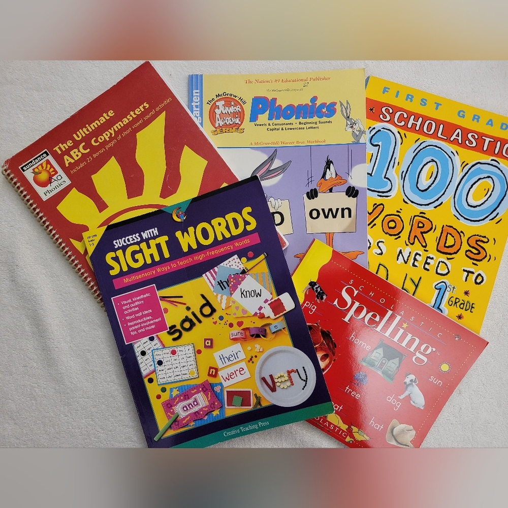 5 Educational Workbooks For Kindergarten  & 1st Grade, Early Reading Skills